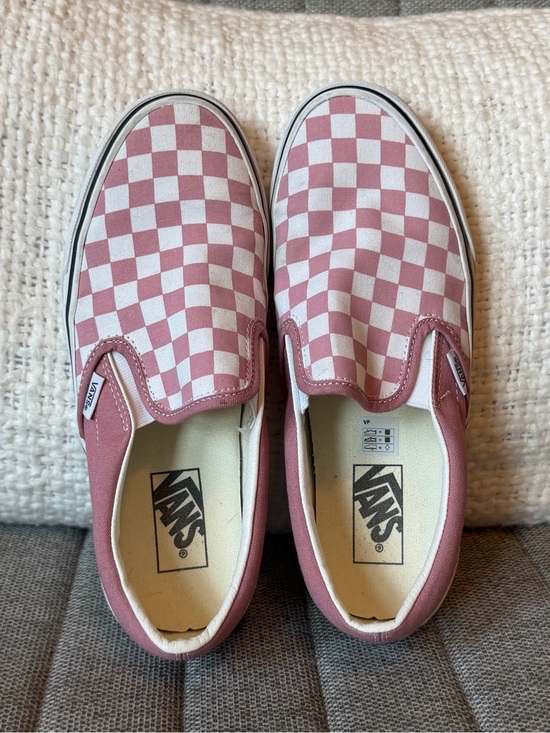 Vans Shoes - Vans Women’s Slip-On Checkerboard Pink and White